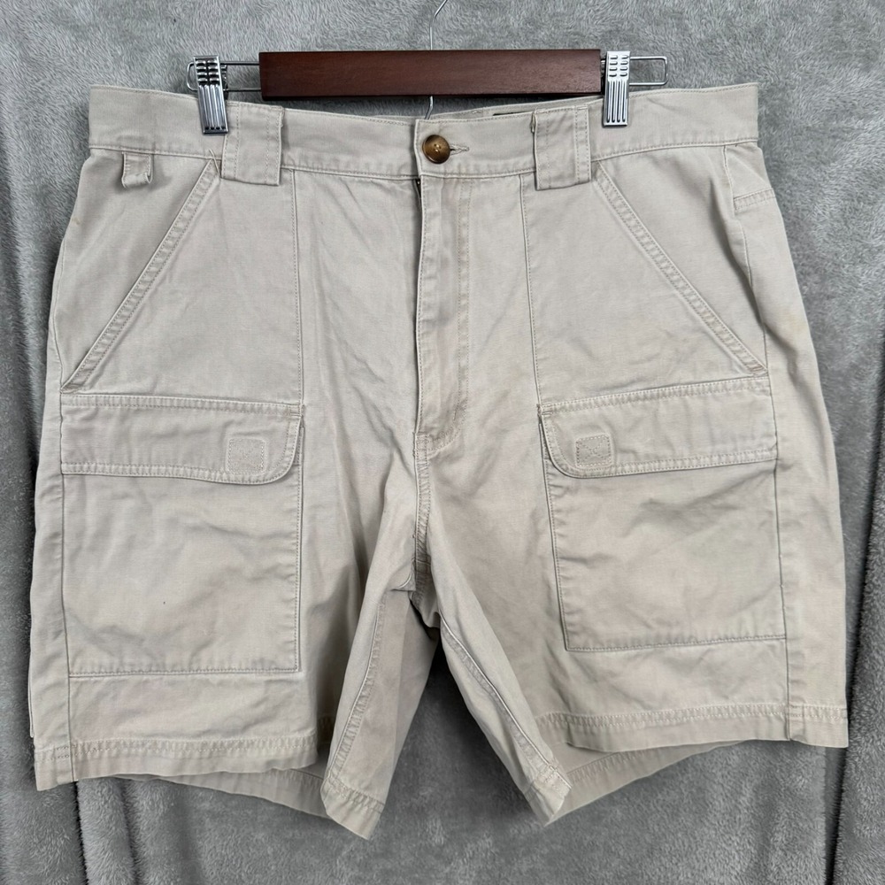 Eddie Bauer Legend For Four Generations Cargo Shorts Men's 38 Beige 100% Cotton